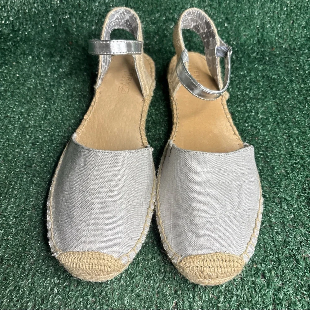 NEW SPERRY TOP SIDER HOPE TAN / SILVER WOMEN ESPADRILLE SANDAL‎ SHOES SZ 11 M